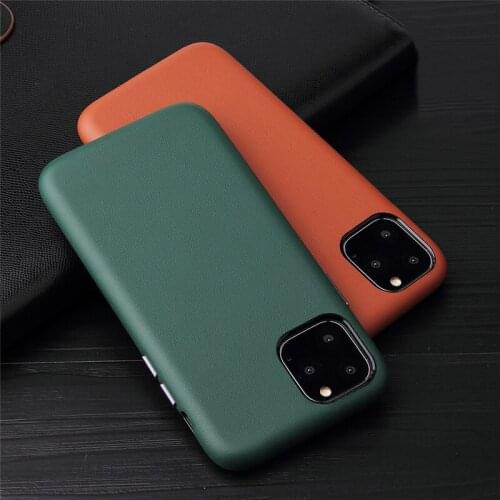 2020 New Genuine Leather Business Back Cover Real Natural Calf Cowhide Phone Case For Iphone 11 Pro Max 5.8 6.1 6.5 Myl-22w