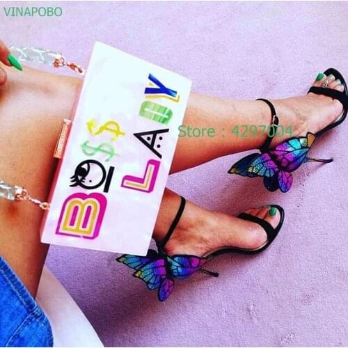 2021 New Design High Quality Women Butterfly High Heels Sandals Exquisite beautiful Wing Shoes Female Banquet Paty Dress Shoes