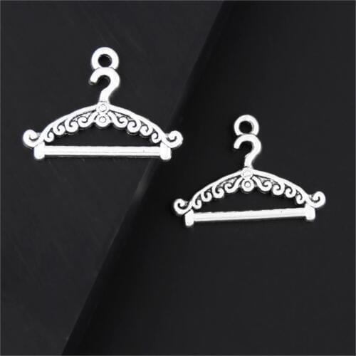 25Pcs Silver Color Clothes Hanger Charms New Design Pendant Making Bracelet Necklaces Jewelry Supplies 23x17mm A3279