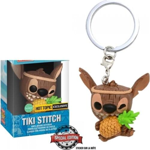 FUNKO STITCH Keychain Movie TV Vinyl Figure Keychain TIKI STITCH Action Figure Pendants Keyring Toys
