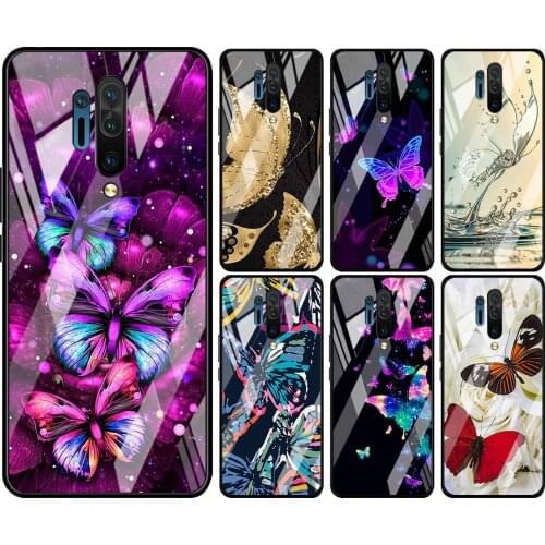 Tempered Glass Hot New Shell Luxury Cover Fashion Butterfly For Oneplus 7 7T 8 Z 8 8T 9 9R Nord PRO 5G Phone Case