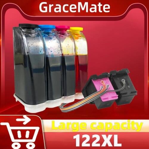 Continuous Ink System 122XL Compatible for hp 122 Ink Cartridge for Deskjet 1000 1050 2000 2050 2050s 3000 3050A Ink Refill Kit