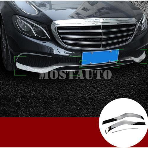 For Benz E Class W213 ABS Front Spoiler Bumper Lip & Corner Cover Trim 2017-2018 3pcs Car Accessories Interior Car Decor