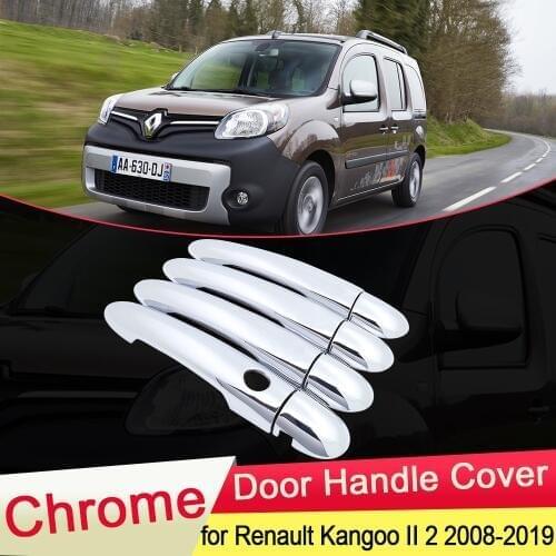 For Renault Kangoo II 2 2008~2019 MK2 Luxuriou Chrome Door Handle Cover Trim Car Set Styling Accessories 2009 2010 2011 2012 ABS