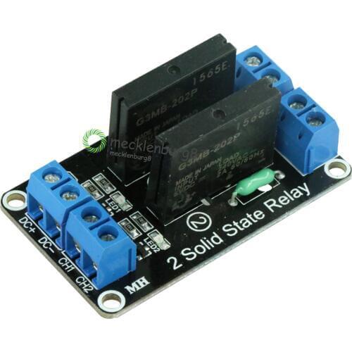 Dual Channel G3MB-202P V 5V DC 2 Channels CCP Relais Solid State Relay Board Module High Pin Fuse for Arduino with Resistive Fus