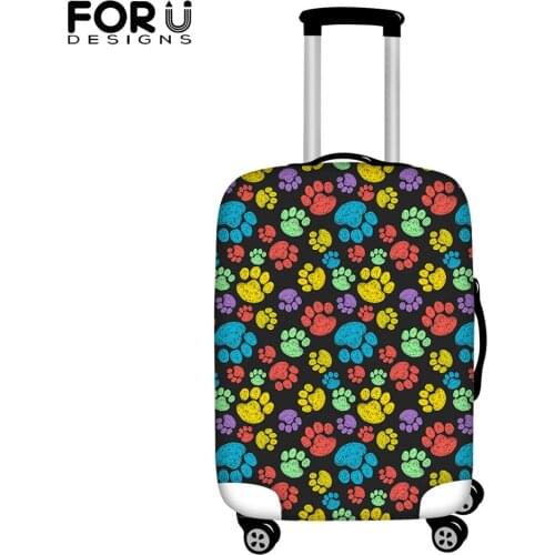 FORUDESIGNS New Fashion Travel Lugggage Cover Colorful Dog Paw Pattern Trolley Durable Suitcase Protective Cover for 18-32 Inch