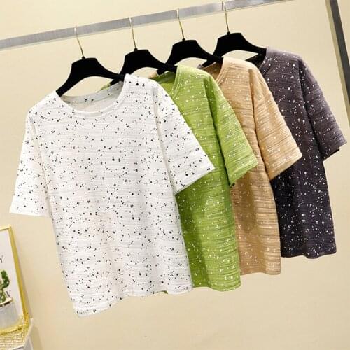 GGRIGHT Geometric T Shirt Women 2021 Loose Print T-Shirt Woman Summer Tops Korean Clothes Cotton Womens Tee Shirt Femme