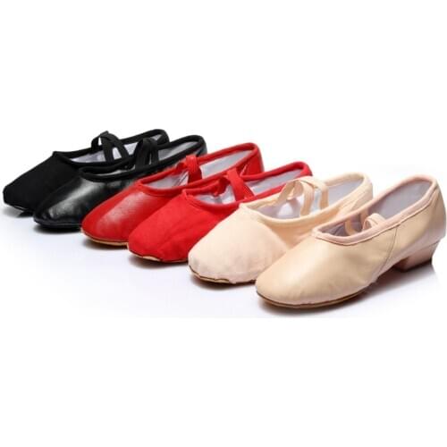 Canvas/Leather Dance Shoes Soft Bottom Ballet Practice Shoes Dance Sneakers Pink/Black/Red Womens Teacher Shoes Practice B03