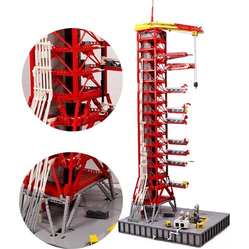 MOC Apollo Saturn Launch Umbilical Tower FOR Rocket Sent Space High-tech Building Block Brick Children Stitching Collectible Toy