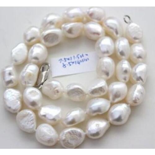 Classic 8-10mm south sea natural baroque white pearl necklace 18inch