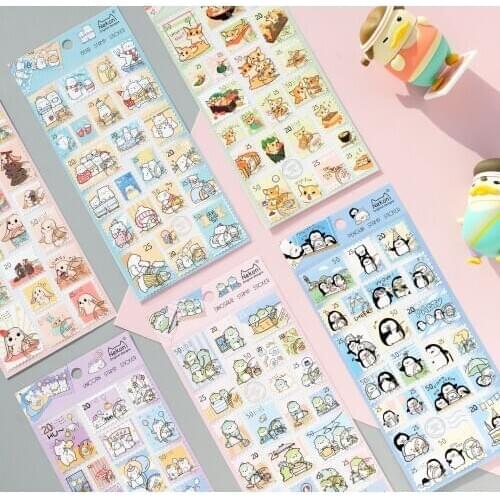 Korean Import Brand Nekoni Stamp Style Kawaii Animals Sticker Scrapbooking Diy Bullet Journal Diary Stationery Stickers Cute
