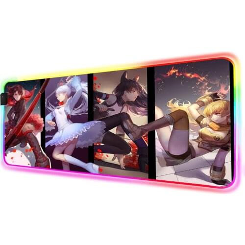 Fanart Anime Ruby Play Mat Mousepad Carpet Mouse Xxl LED Mats Anime RGB Mat for Computer Desk Mat Gaming Accessories 900x400mm