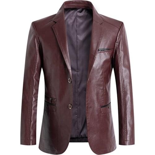 New Spring Leather Jacket Men Blazer Casual Motorcycle Leather Jackets Autumn Solid Color Men Faux Leather Coats High Quality