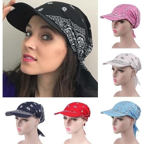 Unisex Fashion Womens Visor Printing Headscarf Warm Muslim Cap Printing Letters Square Scarf Hat Wrapped Square Baseball Cap