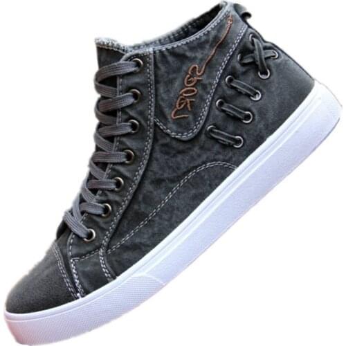 2021 Summer Canvas Shoes Mens Korean Version of All-match High-top Casual Sneakers Breathable Mens Denim Shoes High Top Canvas