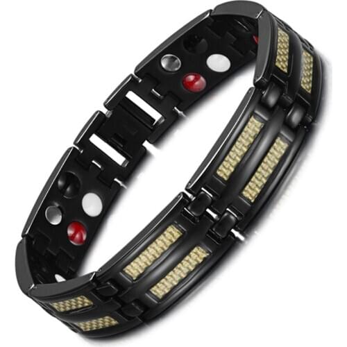 Male Titanium Bracelets Bangles 4 Health Elements Germanium Magnetic Bracelets Fashion Jewelry Charm Wrist Band for Arthritis