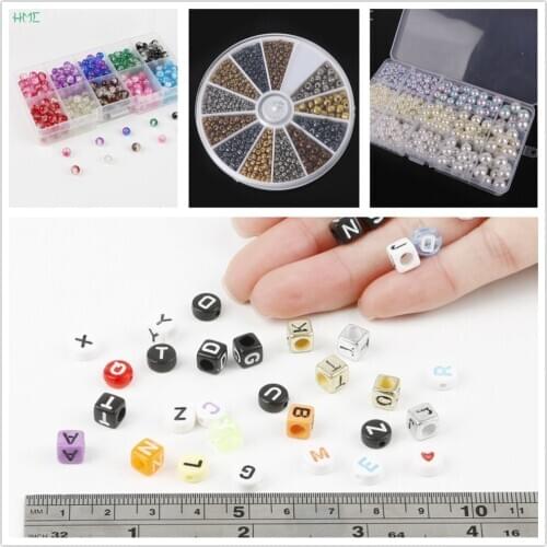 Multi ABS Pearls Crystal Charm Glass Acrylic Letter Seed Beads Set Box for Jewelry Making Diy Bracelet Necklace Craft Handmade