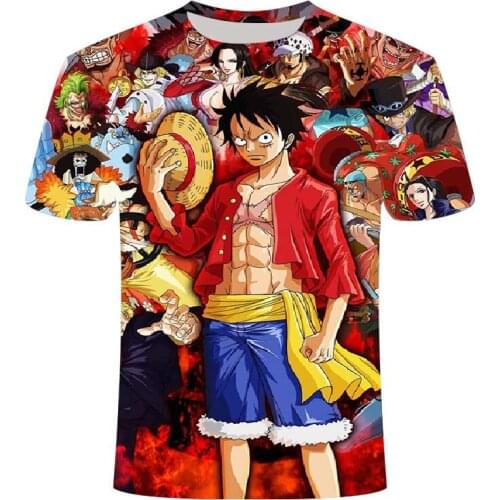 2020 new Anime Tshirt Summer Mens and women Funny Print One Piece 3d T-shirt Male Hip hop Streetwear O-Neck T Shirts tops&Tees