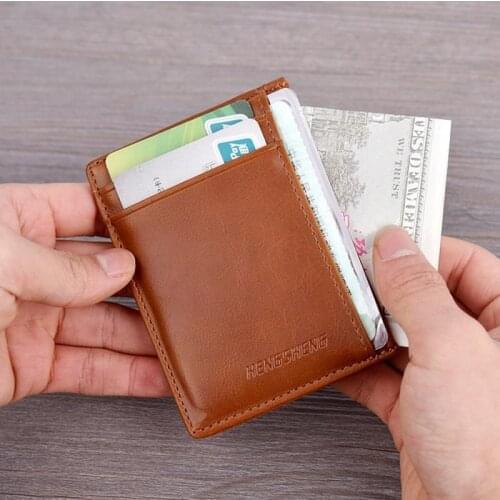 2020 New 3 Colors Wallets Thin Fashion Mens Leather Multi-Card Wallet Retro Solid Color Mini Card Package Coin Purses Hot Sale