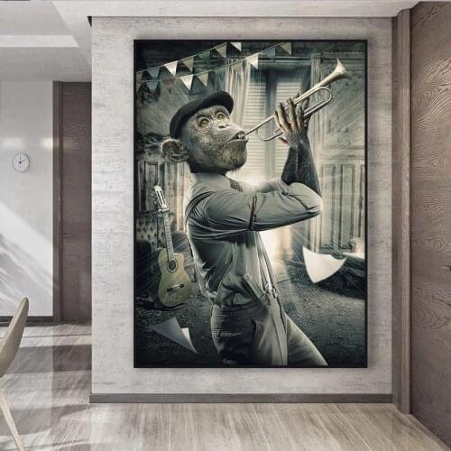 A monkey and a dog sitting on a chair smoking a Nordic poster and prints murals for living room home decoration sails