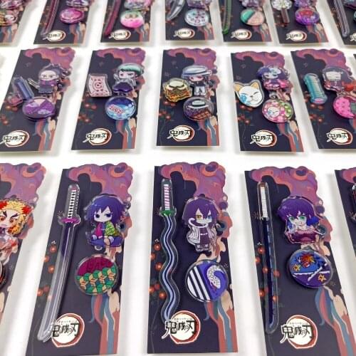 Wholesale Anime Demon Slayer Acrylic Pins Kimetsu no Yaiba Tanjirou Nezuko Weapon Badge Brooches Bag Lapel Hat Accessories 21Pcs