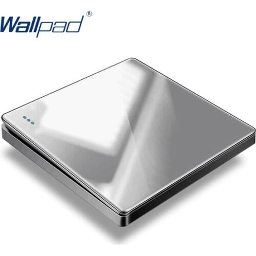 Wallpad Ultra Rimless Silver Glass Panel With LED Indicator Wall Light Switch and Socket Set Rocker Large Button Electric Outlet