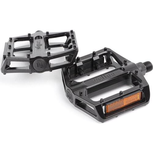 Mountain Bike Bearing Palin Pedal With Reflector Double DU Pedal Aluminum Alloy Bicycle Non-slip Pedal