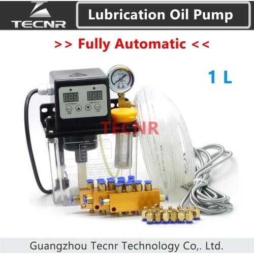 Fully automatic 1L lubricating oil pump kit with Pressure gauge cnc electromagnetic lubrication pump 220V TECNR