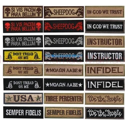 Strip Slogan Stick on Outdoors Army Tactical Badges Embroidered Stickers for Hat Backpack Patch Cloth Decoration