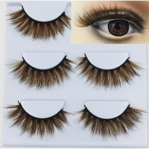 NEW 3D Mink Color False Eyelashes brown Cross Long Natural Fake Eyelashes Stage Show Makeup Thick Eye Lashes