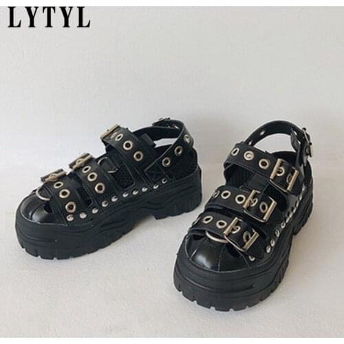 Summer black wedge hemp female sandals open toe gladiator sandals womens casual metal buckle platform sandals AA-355