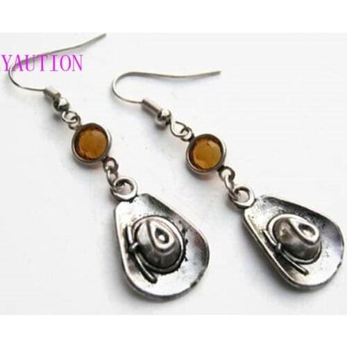 Cowboy Hat Birthstone Earrings, Personalized Cowgirl Hat Earrings, Country Earrings, Farm Gift, Cowgirl Jewelry