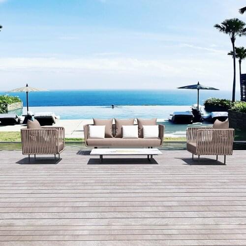 Nordic outdoor sofa leisure combination courtyard balcony living room model room coffee shop rattan chair rattan weaving custom