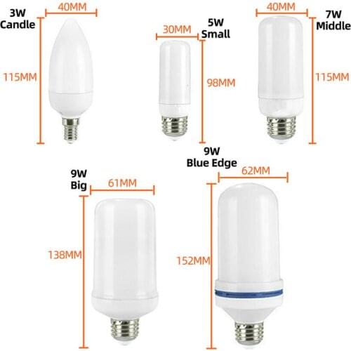 LED Flame Lamp E27 E26 E14 E12 Light Flame Bulb Effect Fire Flickering Emulation 3W 5W 7W 9W Decorative AC85-265V
