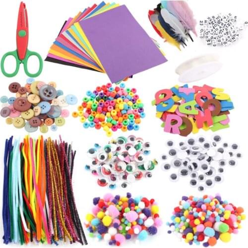 Art and Craft Kit Supplies Include Pipe Cleaners Feather and Felt Foam Balls fo Y4UD