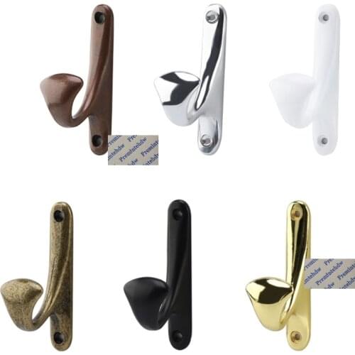 10Pcs Zinc Alloy Wall Mount Cloth Hat Robe Single Hook Matte Black Gold Antique Bronze Shiny Chrome