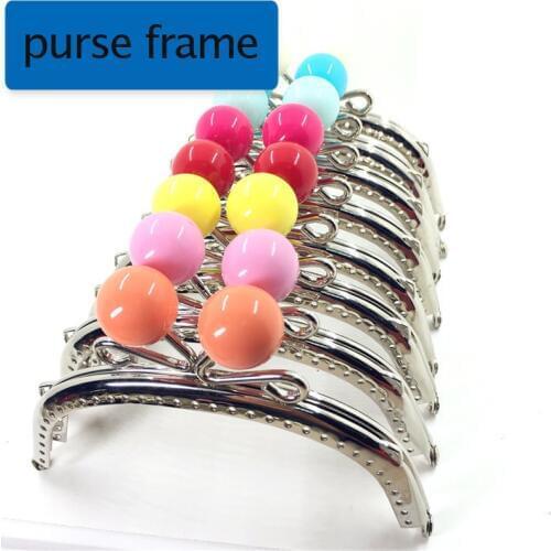 12.5cm silver women DIY coin bag making metal clasp colorful ball kiss buckle purse frame no knurling pattern 10pcs/lot