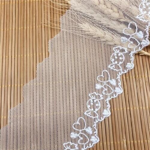 2Yards White Mesh Candy Tulle Embroidered Lace Trims Transparent Net Pattern Lace Band Girls Lolita Skirt DIY Accessories 7.8cm