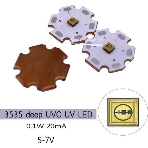 3535 0.1W UVC UV LED 265nm 275nm 310nm Deep violet ultraviolet light 5V-7v with 20mm copper PCB