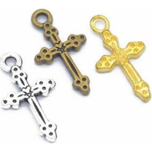 50PCS 21x12mm Antique Silver/Antique Bronze Crosses Charm Pendants For Jewelry Making