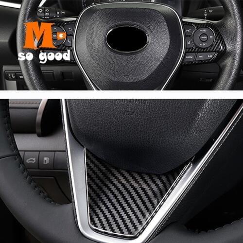 ABS Matte/ Carbon Fibre Trim Sticker Car Styling for Toyota Crown HG 2018 2019 Accessories Car Steering Wheel Button Frame Cover