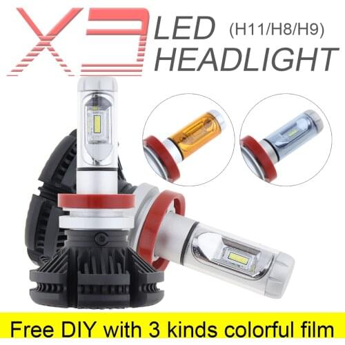 2pcs H8 H9 H11 Car Haedlight Bulb X3 50W 6000LM 3000K 6500K 8000K LED Autoe Fog Lamp Hi or Lo Light Bulbs For Cars SUV IP65