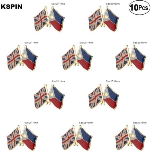 UK & Philippines Lapel Pin Flag badge Brooch Pins Badges 10Pcs a Lot