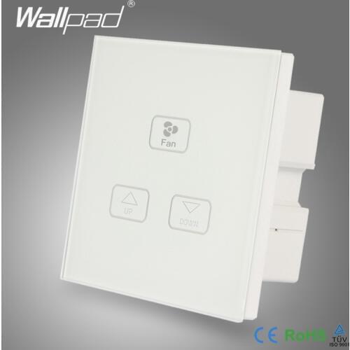 Ceilling 3 Gang Fan Switch Wallpad White Crystal Glass Switch 3 Gang Fan Speed Dimmer Regulator Change Touch Wall Switch