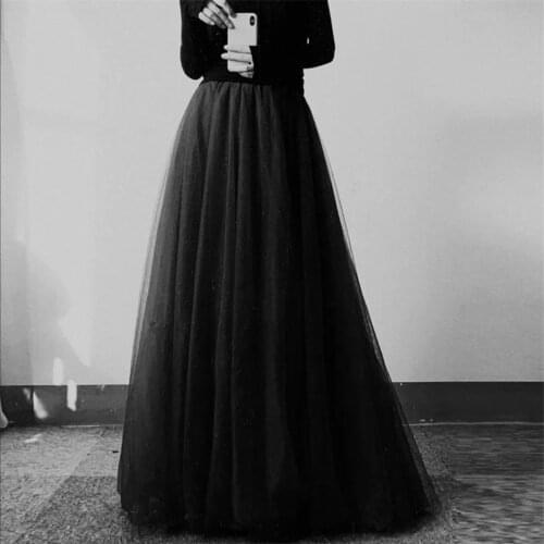 Black Tutu 2021 Tulle Princess Ball Gown Skirt Puff Womens Lolita Jupe White Mesh Skirt Ballet Girl Vintage Midi Pleated Skirts