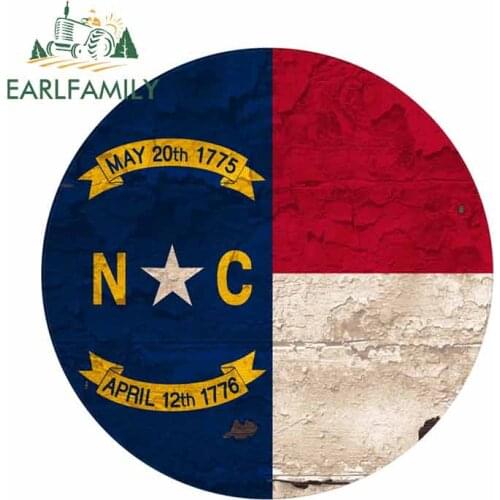 EARLFAMILY 13cm x 13cm For Rustic North Carolina State Flag Fine Decal Interesting Pattern Car Stickers Bumper Decor Waterproof