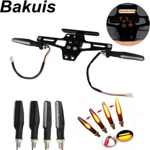 Motorcycle License Plate Holder LED Tail Light Eliminator Kit Adjustable Universal For Honda For Yamaha