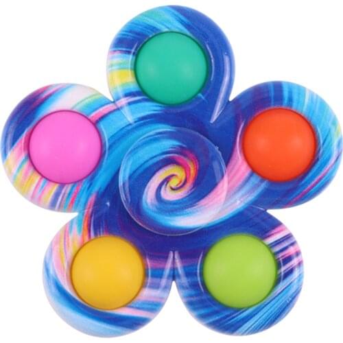 Push Pop Fidget Spinners 2021 New Tie-Dye Stress Relief Toy Spinning Bubble Sensory Hand Toys for Kids Adults