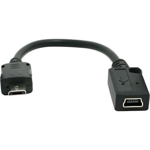 10cm Mini USB Female to Micro USB Male Connector Data Transfer Cable for phones MP3 MP4 0.1M Black Color