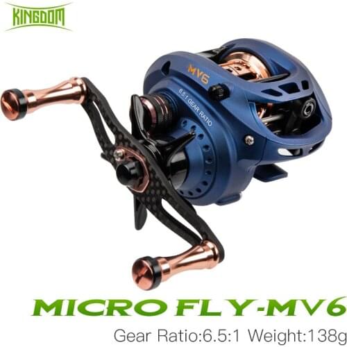 Kingdom Micro Fly MV6 Baitcasting Reel Super Light Magnetic Brake System 5KG Max Drag 6+1 Bearings 6.5:1 High Speed Fishing Reel